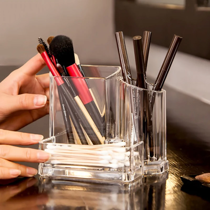 

Transparent Makeup Brush Storage Box Organizer Acrylic Cosmetics Manager Jewelry Storage Box Office Supplies Business Card