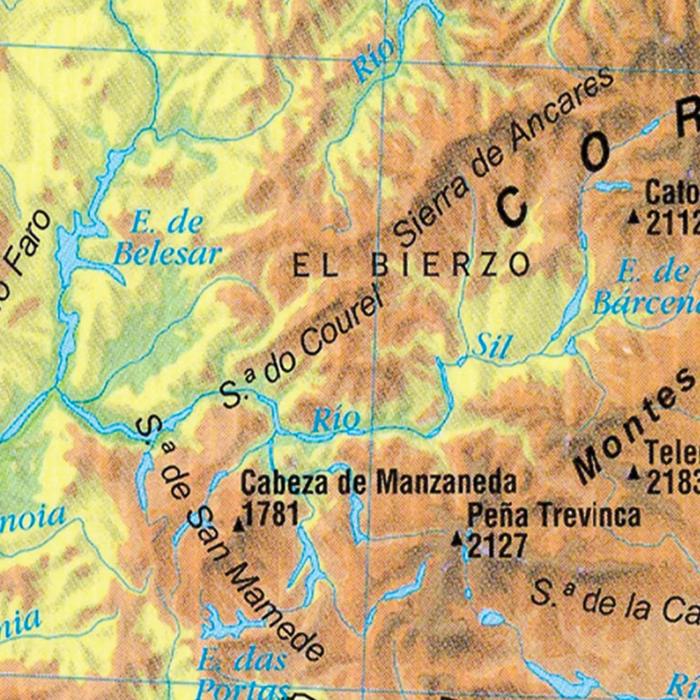 150*100 cm Map of The Spain Topographic (In Spanish) Non-woven Canvas Painting Wall Art Poster School Supplies Home Decoration
