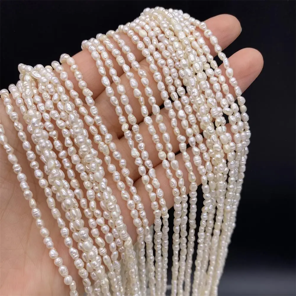 

Fine 100% Natural Freshwater Pearl Irregular Rice Shape Beads 2.8-3.2mm for Jewelry Making DIY Bracelet Necklace