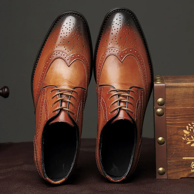 

Brogue Buty Meskie Men Genuine Leather Men Business Casual Zapatos De Hombre Buty Meskie KPOCCOBKN Casual Shoes