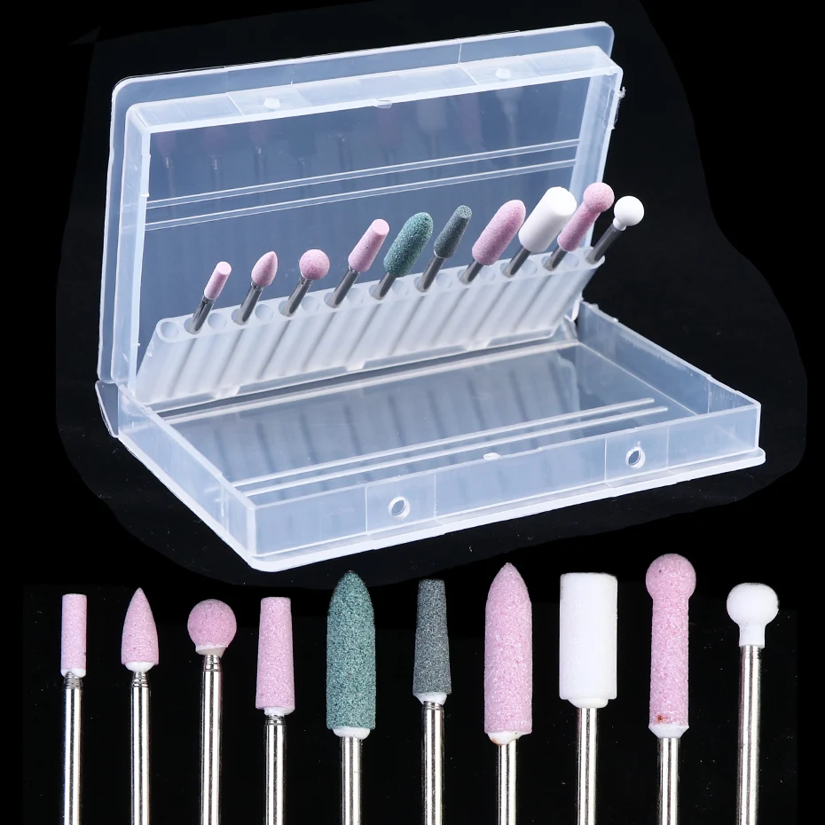 

10pcs Ceramic Stone Nail Drill Bits Cuticle Clean File Electric Mills Cutter Manicure Machine Nail Dril Accessories JIMS01-10
