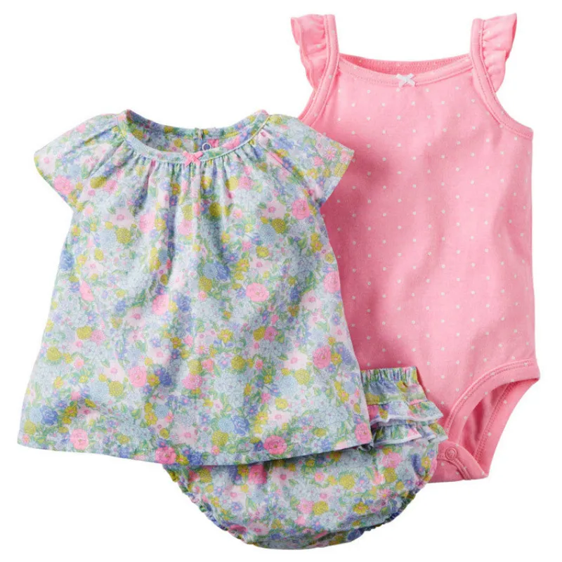 Комплект одежды из 3 предметов для маленьких девочек, Летняя Повседневная футболка с короткими рукавами+ боди+ шорты, комплект одежды из 3 предметов для девочек