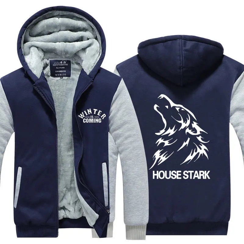 Blue and Gray 1 Игра престолов получил Старк Таргариен толстый свитер спортивная толстовка на молнии с капюшоном тренировочный костюм унисекс верхняя куртка костюм - Цвет: Blue and Gray 1