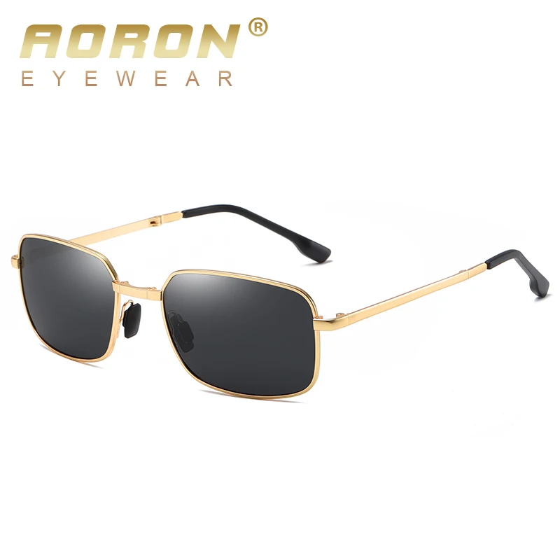 

AORON Folding Polarized Sunglasses Men / Women Fashion Rectangular Eyewear Metal Frame UV400 Sun Glasses HD615