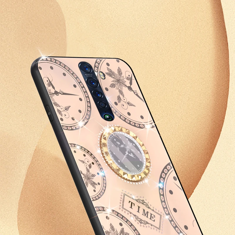 Модный чехол для телефона OPPO Reno 2 Z 2Z 2F Reno2 10X Zoom Ace милая девушка задняя крышка часы узор ремешок кольцо держатель жесткий корпус