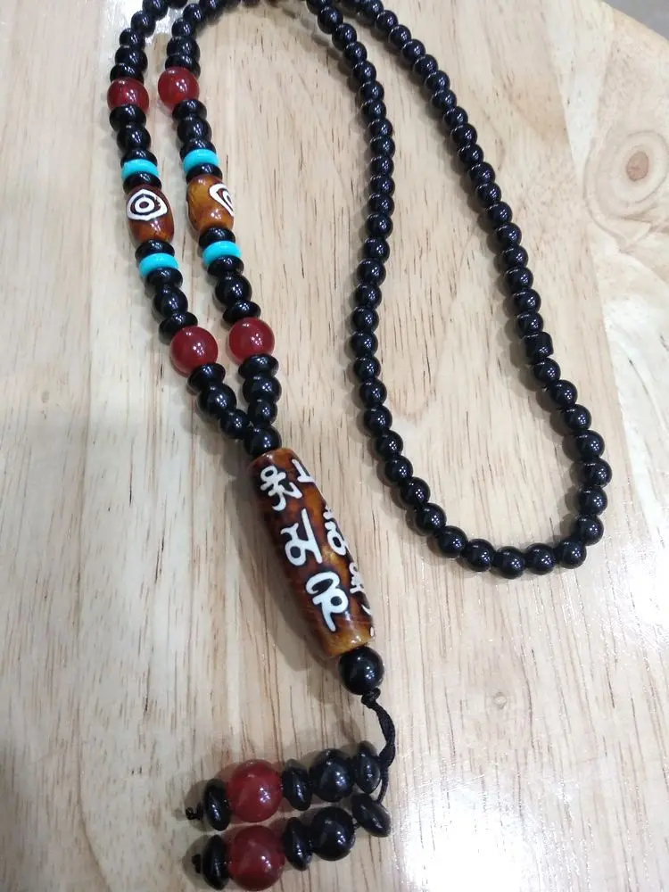 Magico Tibet Dzi Bead Amulet Pendant The Six Syllable Mantra Eyes Bead Hanging Agate Necklace Benedica