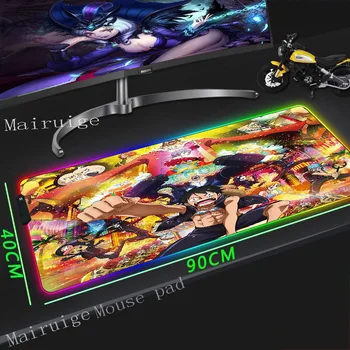 

Mairuige Anime One Piece Game RGB Black Mouse Pad LED Lighting USB Keyboard Colorful PC Desktop Laptop Mat 900x400/800x300