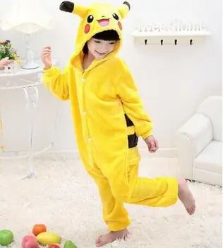

Kids Pikachu Pajamas Anime Pokemon Pocket Monster Costume Carton Animal Onesie For Boys/Girls Cosplay Pajamas Children Sleepwear