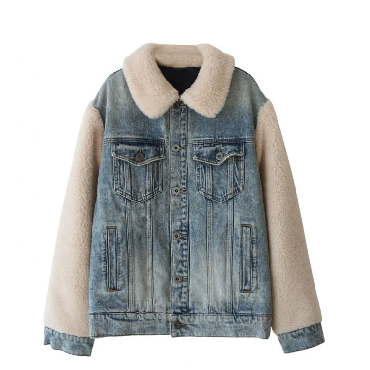 

Zhoudongyu Celebrity Style Jeans Coat a to Prime Autumn New Style Winter WOMEN'S Dress Joint Lambs Wool Cotton Coat 3g4h689