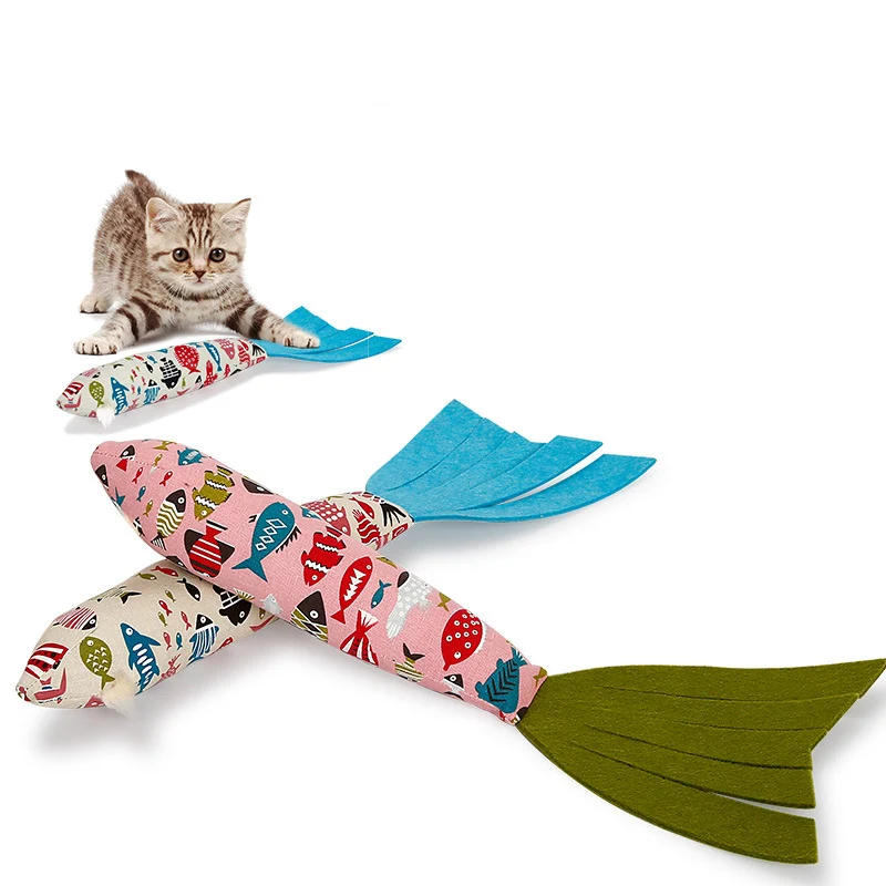 Новые игрушки для кошек Catnip кошки жевательные игрушки в форме рыбы Подушка игрушка с шумовой бумагой