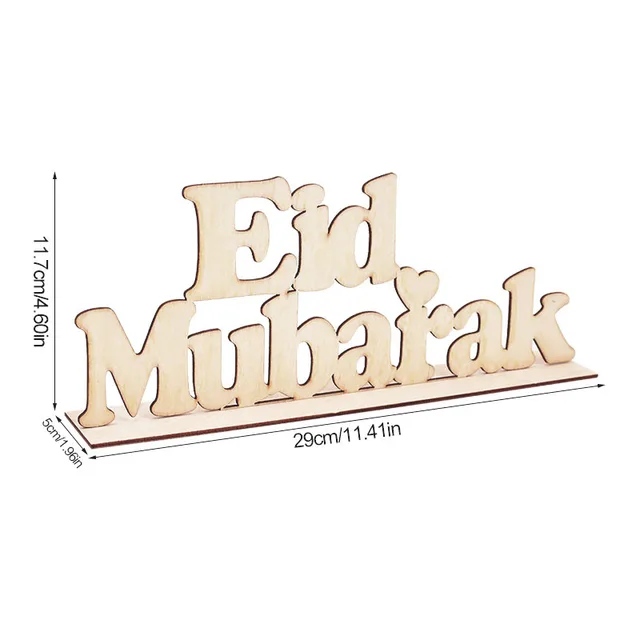 Wooden EID Mubarak Decoration Ramadan Mubarak Ornaments Islamic Muslim Pendant Eid Al Adha Party Supplies Ramadan Kareem Gifts A