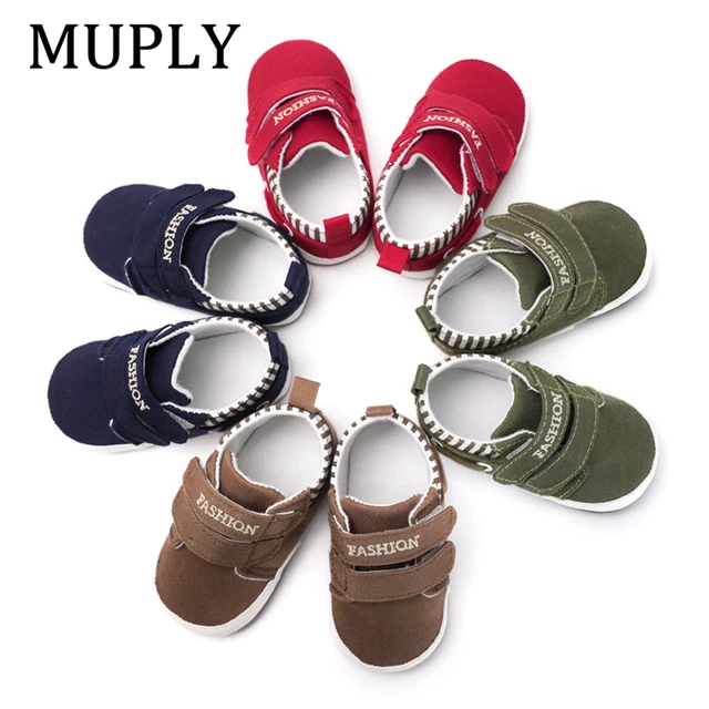 Infant Babies Boys Girls Shoes Soft Sole Canvas Solid Footwear For Newborns Toddler Crib Moccasins Letter Print Anti-Slip Shoes 2