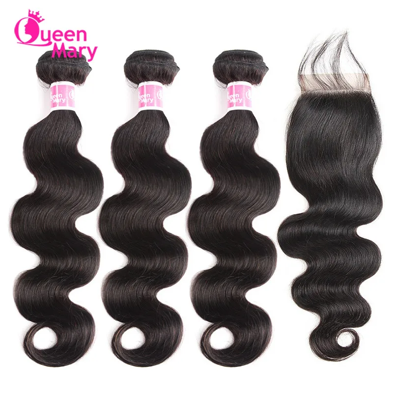 Best Peruvian Hair Bundles with Closure Body Wave Bundles with Closure 3 Bundles with Closure Queen Mary Non Remy 100% Human Hair