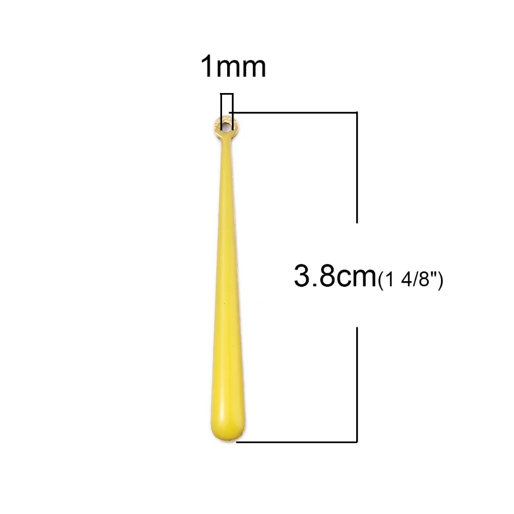 Doreen Box модные медные эмалированные Подвески с блестками бейсбольные латунные разноцветные шармы для самодельных ювелирных изделий 3,8 см x 0,4 см, 5 шт