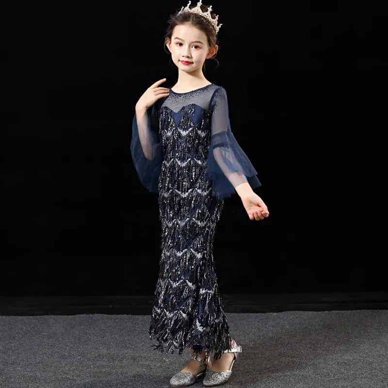 Платья для девочек с цветами вечерние Элегантное длинное вечернее платье