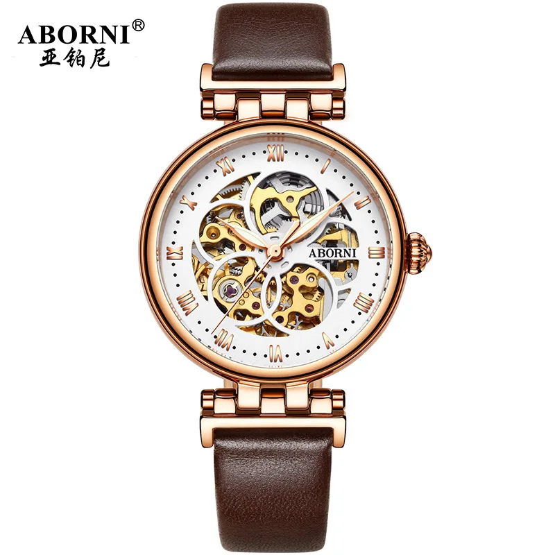 2021 Mechanical Watch Women Bracelet Watch Automatic Wristwatch Leather Stainless Steel Band Female Clock Chic Reloj Mujer 