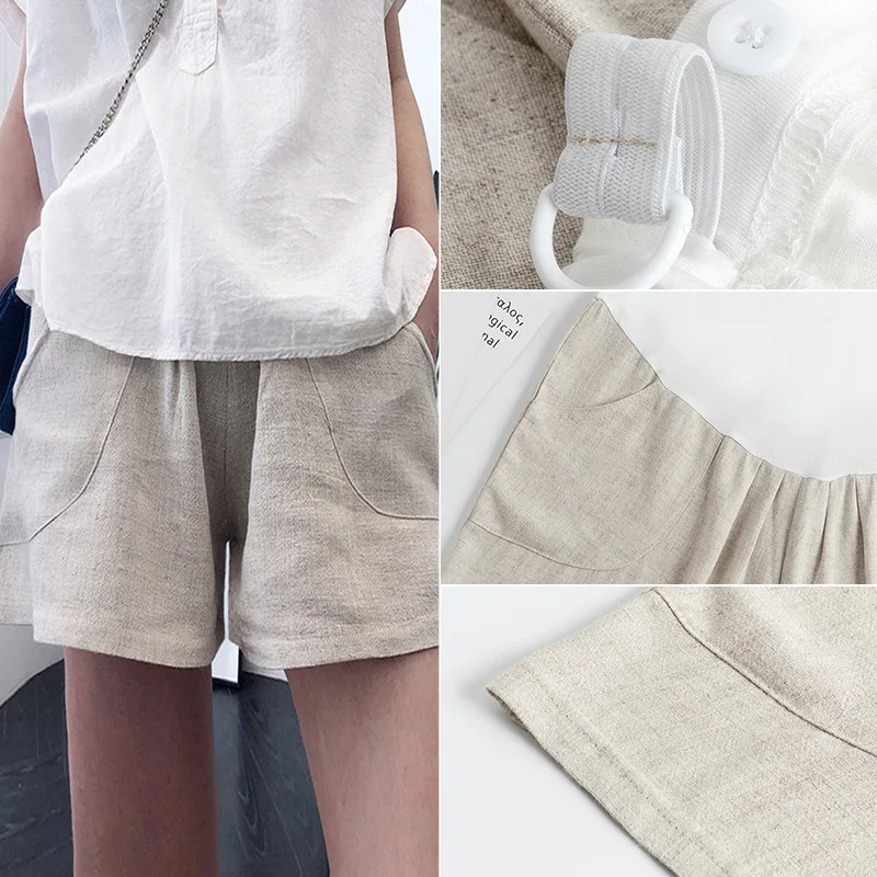 Maternity Pants Cotton Linen Pregnant Women Summer Shorts
