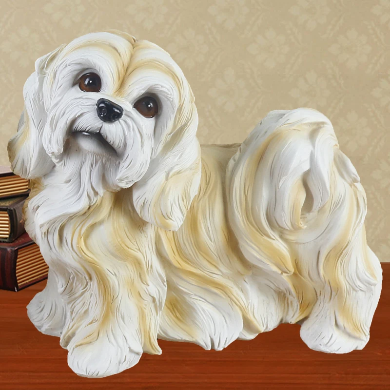 cheap Creative Gift Simulated Dog Ornaments Xishi Dog Poodle Model Home Living Room Wine Cabinet TV Decoration