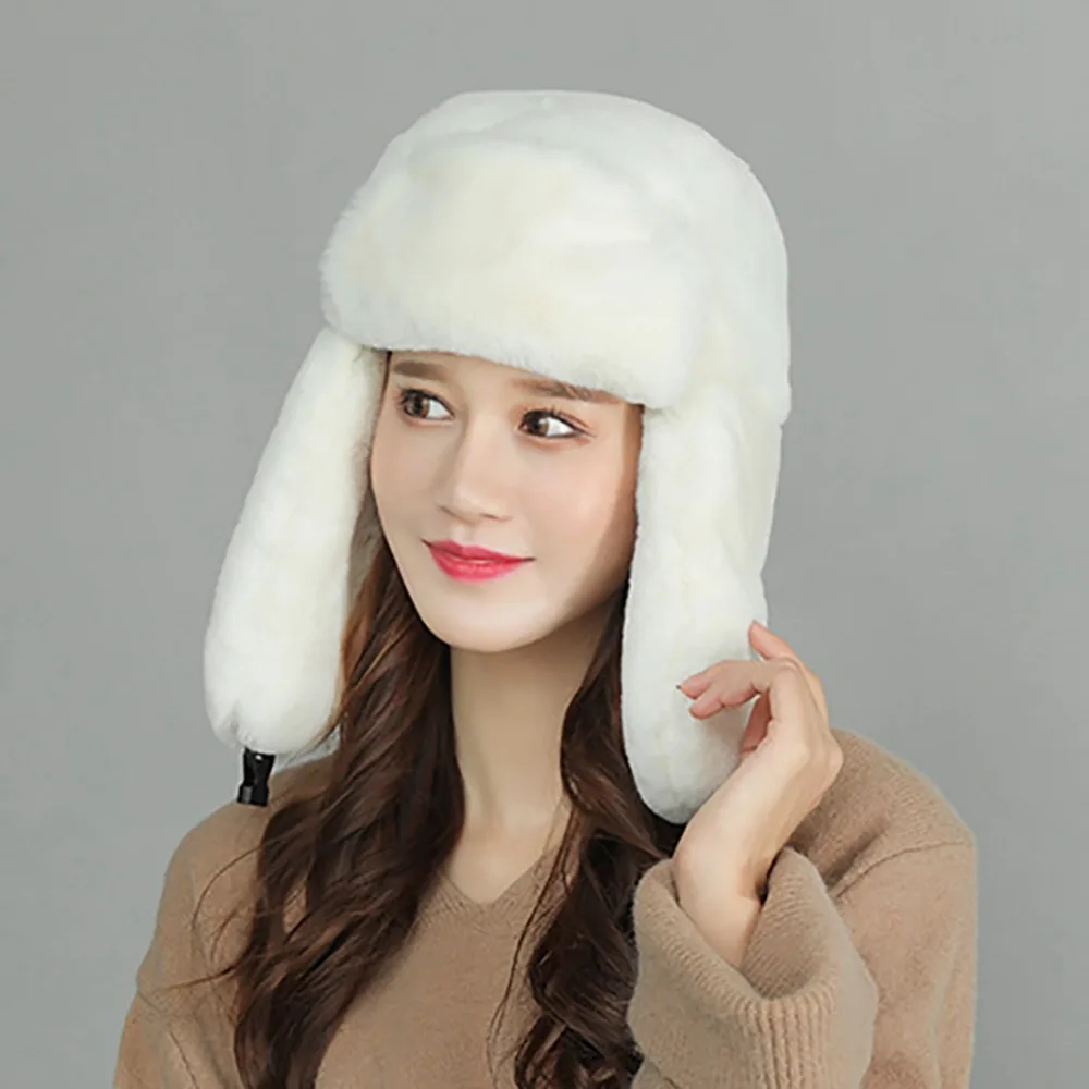 Bomber Hat Women Thick Windproof Cold-proof Cap Outdoor Winter Cycling Hats Skiing Skate Winter Wram Hats New