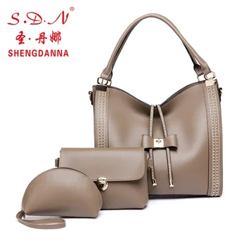 

SDN new ladies shoulder bag, solid color high-end PU material with large capacity, European and American style luxury female bag