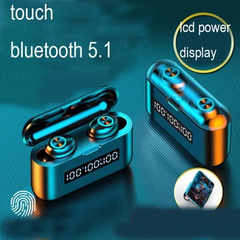 

Bluetooth 5.1 Earphone 2000 mAh touch LED display 8D Hifi Stereo Wireless Mini TWS IPX7 waterproof noise cancel