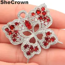 37x37 мм большой размер Тяжелая бабочка в форме красной крови Рубин CZ серебряная брошь