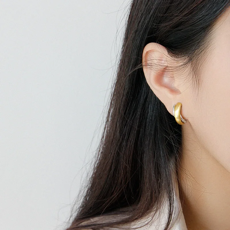 CAIYAYINU Beads 925 Sterling Silver Stud Earrings for Women INS Wind Sweet Temperament Women's Anti-allergic Party Birthday Gift