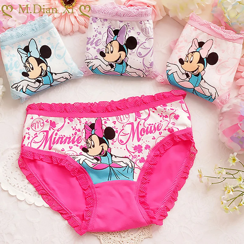 4Pcs Lot New Arrive Kids Underwear Cotton Baby Girl Panties Girls Minnie Briefs Cartoon Designs Shorts 2 To 12 Years | Детская одежда и