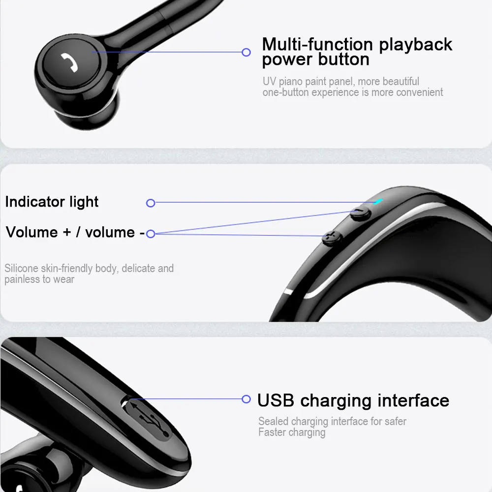 Cewaal Car Handsfree Bluetooth Earphone Headset Noise Reduction Bluetooth Earpiece in Ear Wireless Headphone Mic Earphone