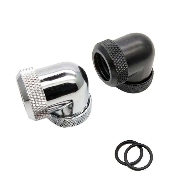 90-Grad-Fitting, Handdrehbogen für 10 mm Innendurchmesser, 14 mm Außendurchmesser, Metall und starre PETG-Schläuche, Computer-Wasserkühlsystem-Anschlüsse – Detail 1