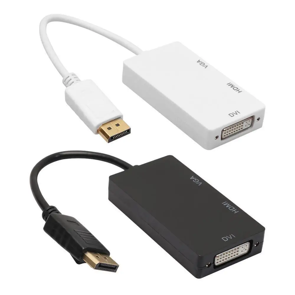 3 в 1 Дисплей Порт DP к HDMI DVI VGA Кабель-адаптер 4,7 Разъем конвертер проектор Ноутбук порт дисплей для ПК 1080P HDTV S2Q1