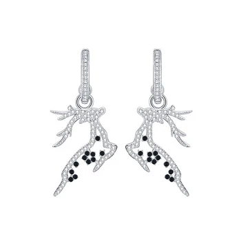 

Sodrov Authentic 100% 925 Sterling Silver Earring Black Spinel Anniversary Elk Drop Earrings for Women Fine Jewelry I130