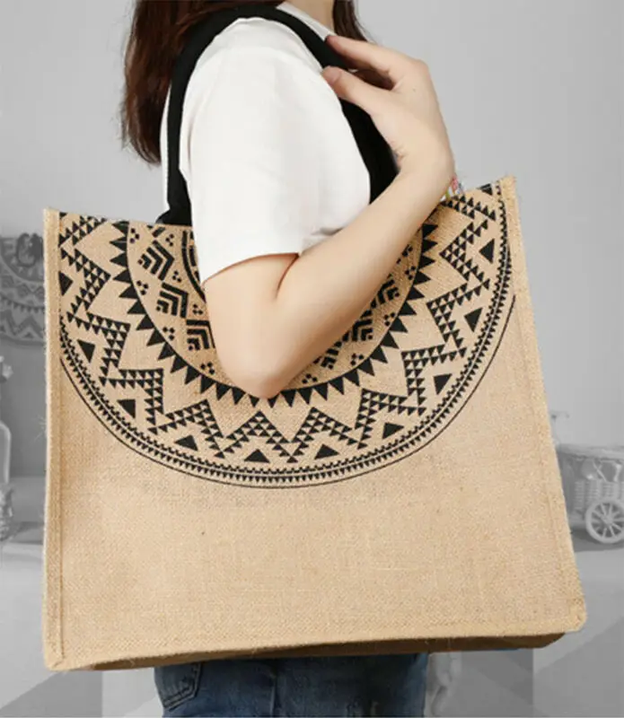 Классическая джутовая многоразовая эко-дружественная коричневая сумка шоппер продуктовые хозяйственные сумки 3 размера