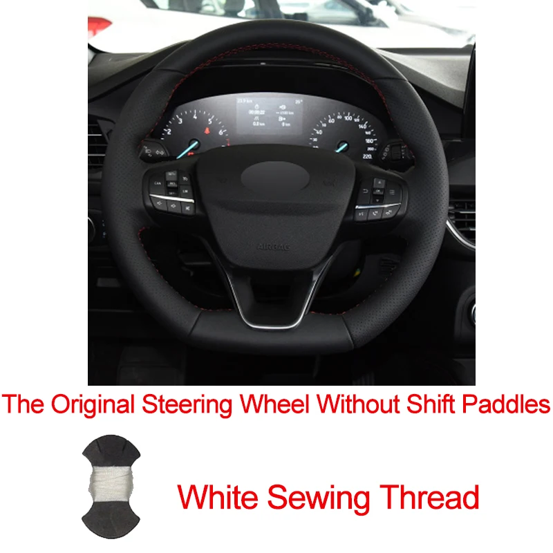 No Shift paddle whit Hand Sewing Car Steering Wheel Cover For Ford Focus ST-Line Focus ST- Braid on the Steering wheel Volant - Название цвета: No Shift paddle whit
