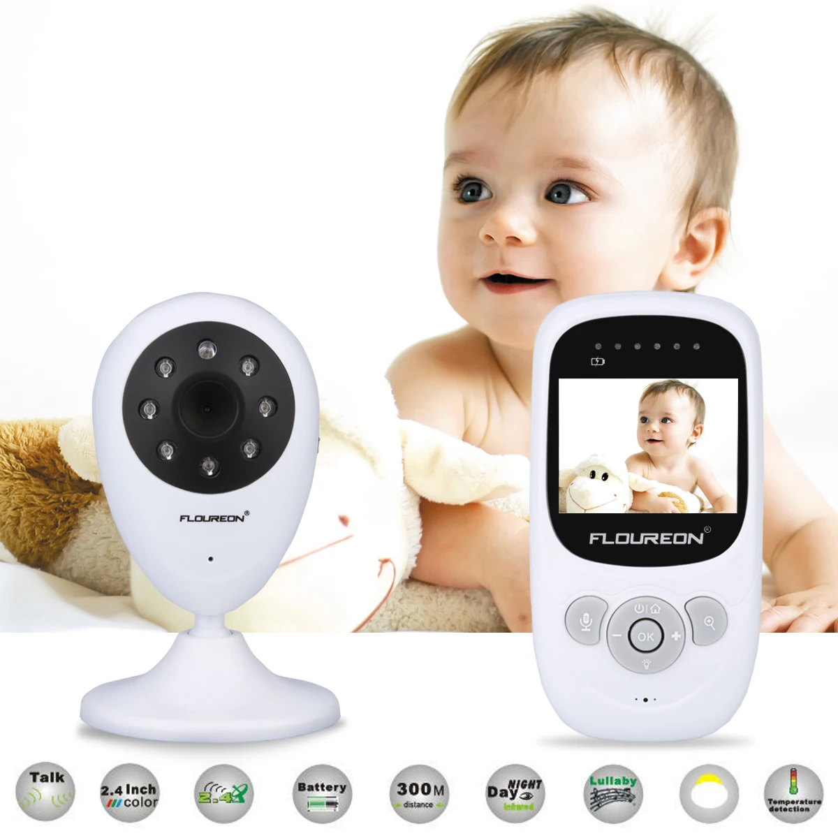 

Wireless 2.4 GHz Baby Monitor LCD Video Nanny Security Camera Temperature Display 2 Way Talk Night Vision Lullabies Radio UK