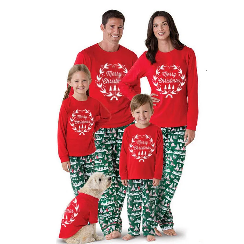 Семейные рождественские пижамные комплекты одежда для сна для мамы, папы, дочки, сына, красного цвета с буквенным принтом домашняя одежда для мамы, папы и меня семейная одежда