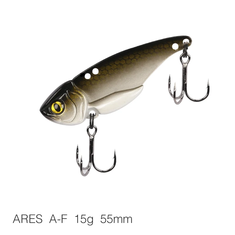 Ares-A-F 15g TSURINOYA ARES-A 5 г/7 г/10 г/15 г Металл VIB приманка для рыбалки искусственная приманка с тройным крюком двойное отверстие низкий центр тяжести - Цвет: Ares-A-F 15g