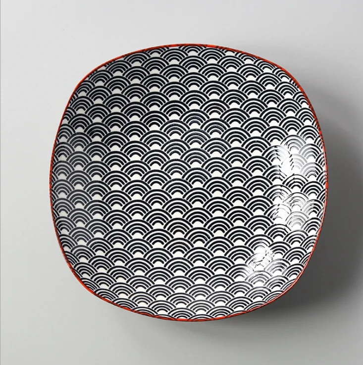 Japanese 8-inch Square Ceramic Dish Glaze Color Simple Household Serving Dish Salad Plate Dinner Plates For Kitchen Utensils