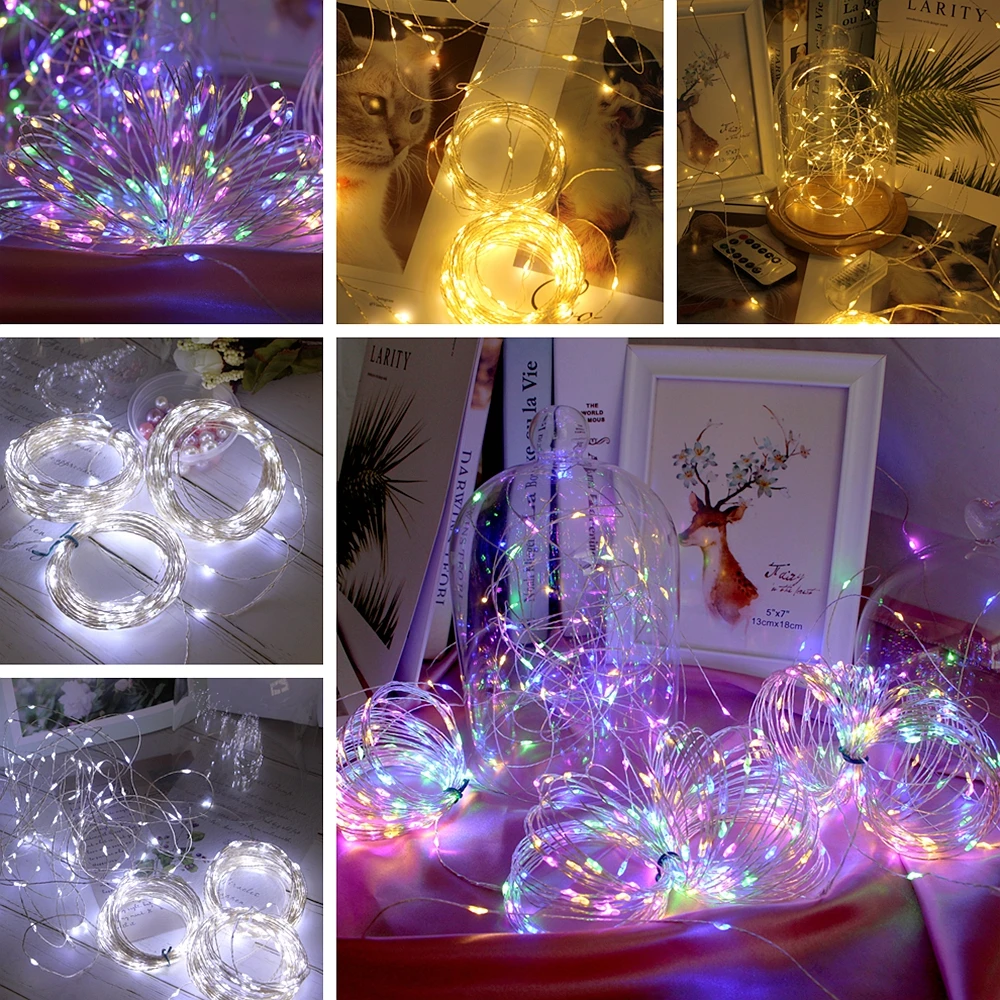 10m 20m LED DC12V Micro Rice Wire Copper Fairy String Lights Party Warm White/Blue/RGB+ 12V 2A/1A UK/EU/AU/US Power adapter