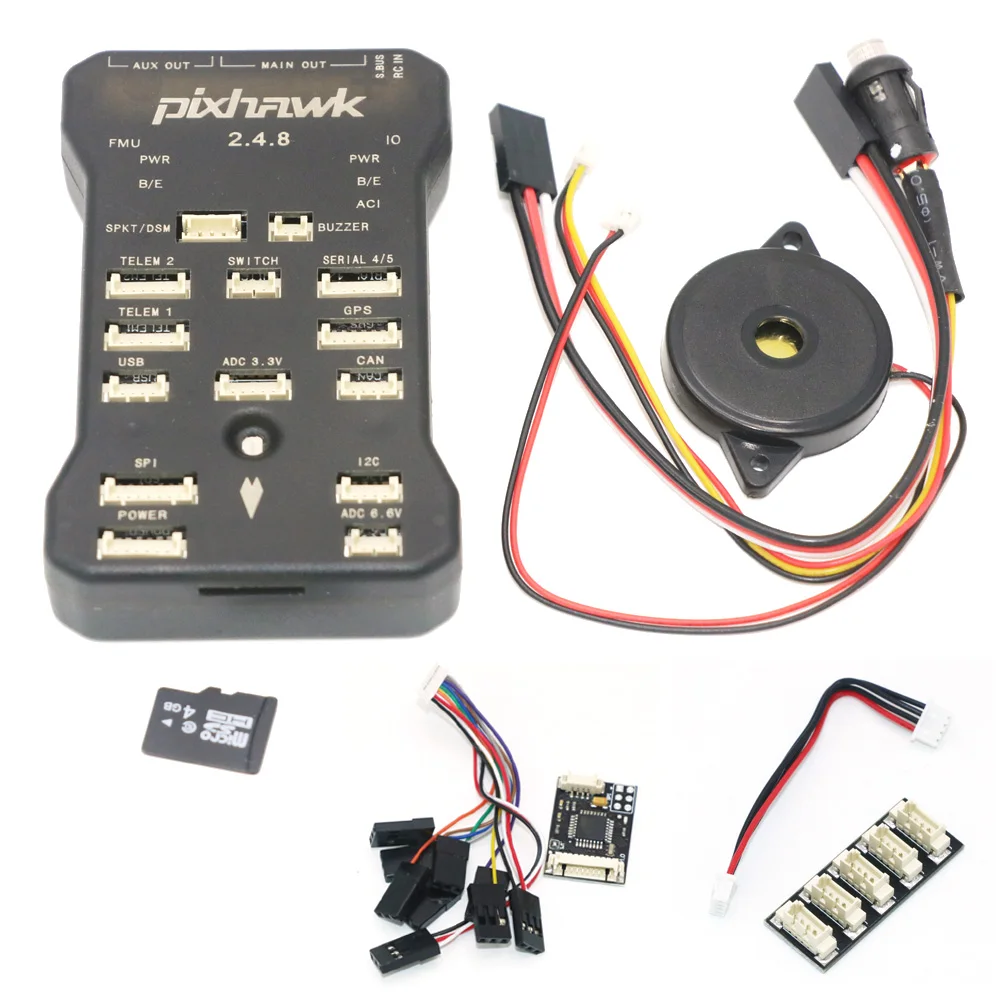 

Pixhawk PX4 Autopilot PIX 2.4.8 32 Bit Flight Controller + Safety Switch + Buzzer 4G SD +I2C Splitter Expand Module + USB cable