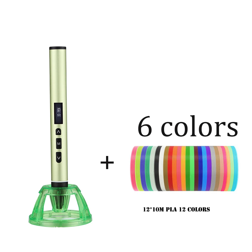 Simax3dновинка третьего поколения низкотемпературная 3d печать Ручка трехмерное граффити детский подарок на год Живопись 3d Ручка - Цвет: green pen- PLA