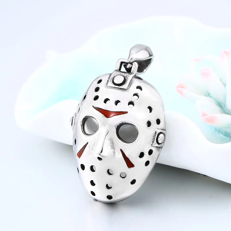 BEIER из нержавеющей стали Байкер Джейсон Voorhees Хоккей Хэллоуин ожерелье с подвеской-маской с красным цветом антикварные крутые ювелирные изделия BP8-362
