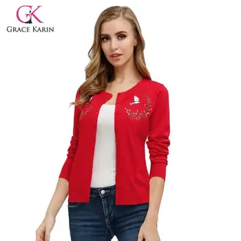 

Grace Karin Knitted Women's Short Cardigan Sweater Korean Single Breasted Long Sleeve Sweaters Female 2020 Cardigans Women