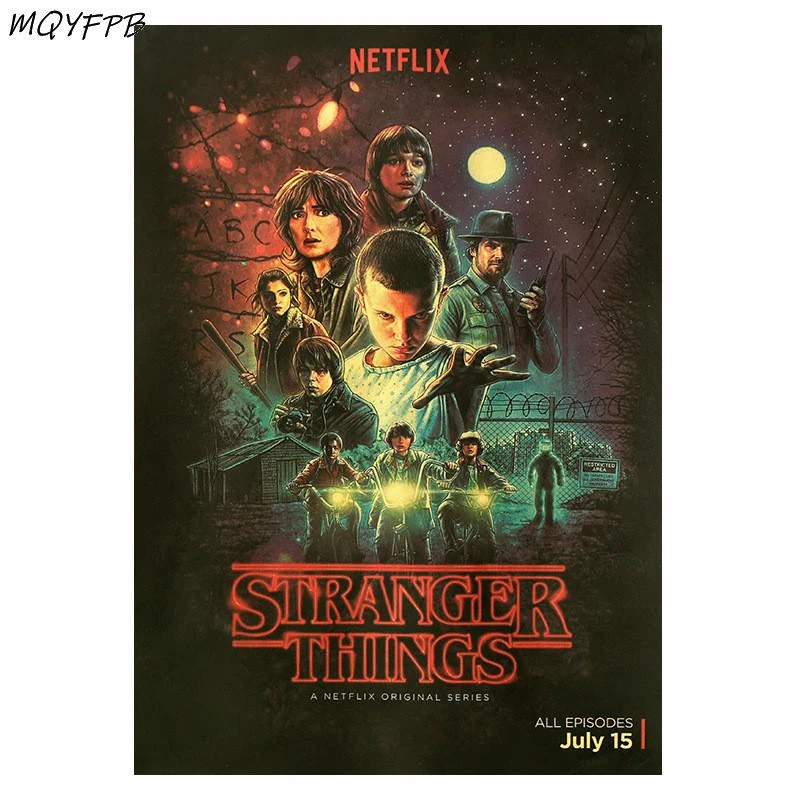calligraphy painting Movie Stranger Things Season 1 Kraft Paper Poster Picture House Decorative Painting 50.5x 35cm best calligraphy painting