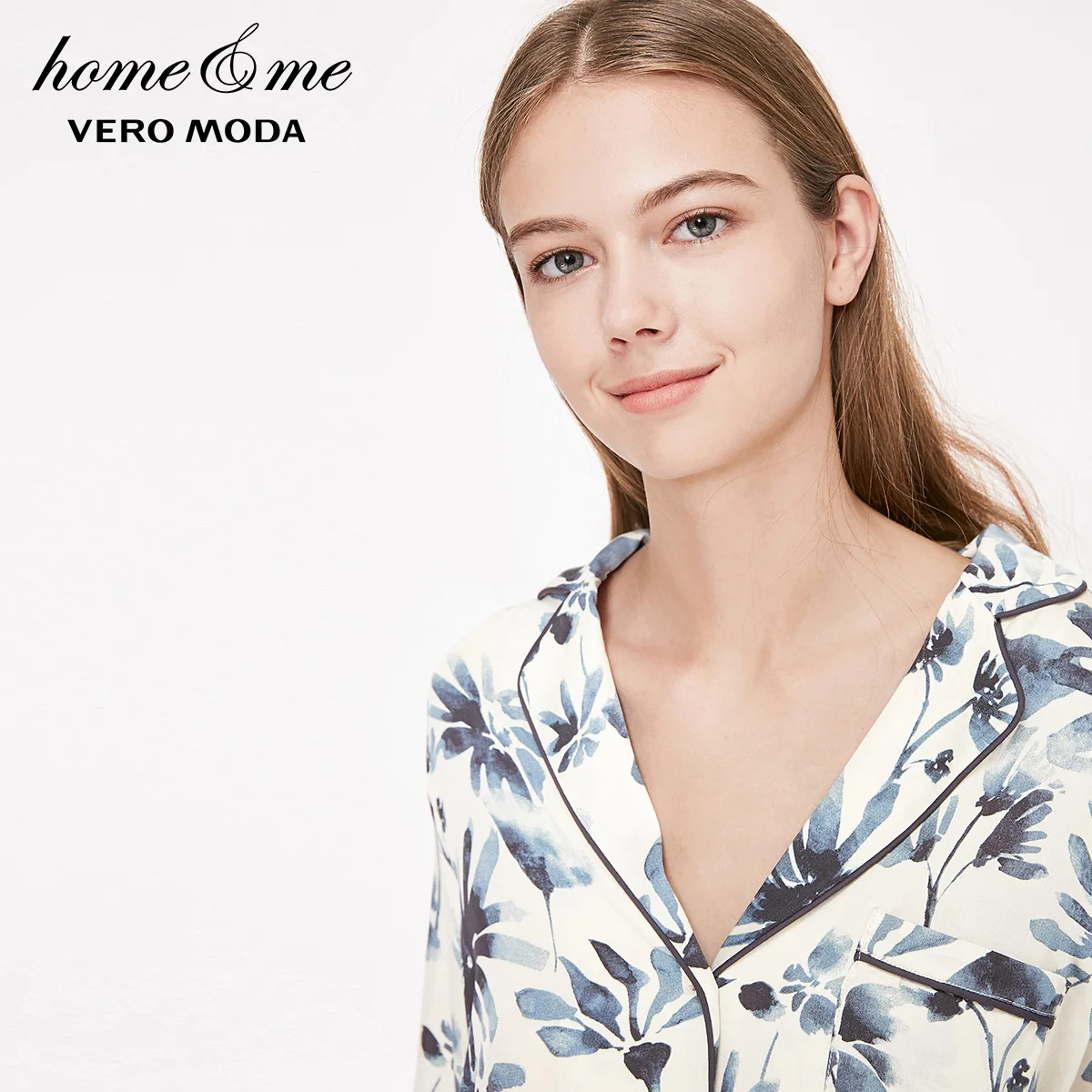 Vero Moda новые женские топы с чернильным принтом и отложным воротником с декоративным карманом для дома | 3192P9503