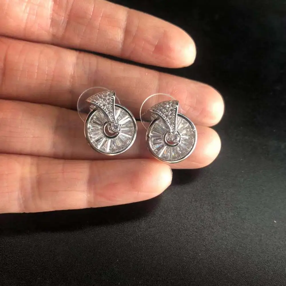 Bilincolor модные простые круглые серьги-гвоздики с кубическим цирконием для женщин серебристого и золотого цвета