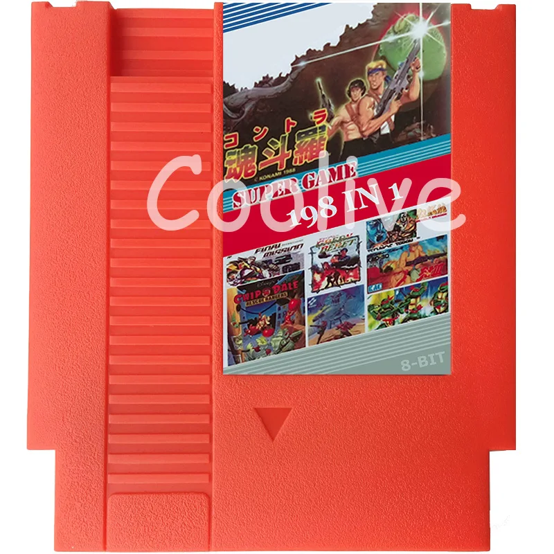 198 в 1 для 72 Pin 8 Bit лучшие видеоигры всех времён с Contra Turtles Chip 'n ALE Rescue Rangers