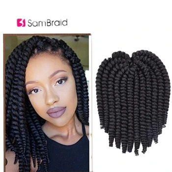 

SAMBRAID Havana Mambo Twist Crochet Braids 14 Inch Crochet Hair Synthetic Braiding Hair Ombre Colored Hair Extensions 12 Strands