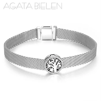 

Authentic 100% 925 Sterling Silver Tree of life charms beads Chain CZ Reflexions Bracelet Bangles Fashion Silver Jewelry