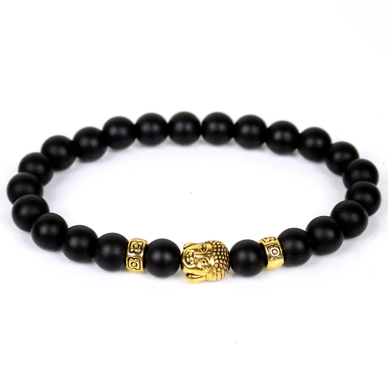 Модные матовые браслеты Будды с круглыми бусинами для женщин парный черный и